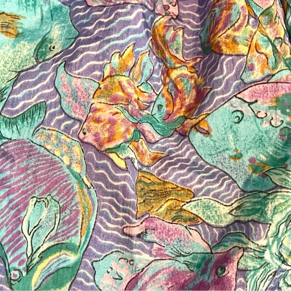 Vintage 1990s Colorful Geometric Fish Print 100% Nylon Swim Trunks Size Large - Picture 6 of 14